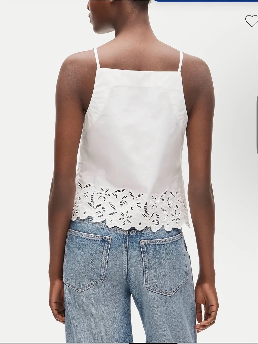 Embroidered high-neck top in cotton poplin